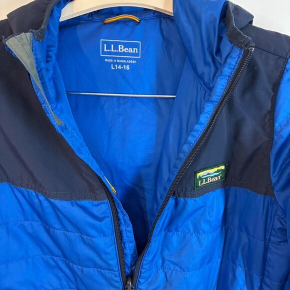Children’s L.L. Bean Blue and Black Light Puffer Jacket, Size L (14-16) - Picture 4 of 8